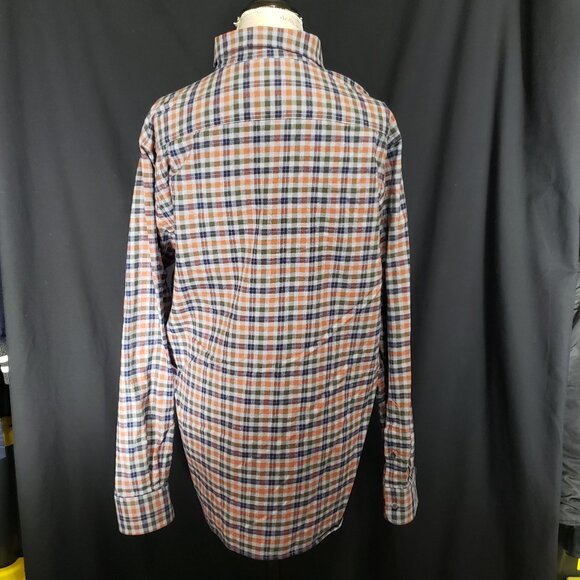 Fish Hippie Men's LS Button Front Flannel - Blue Orange Green Gray - Sz L* - Picture 4 of 5